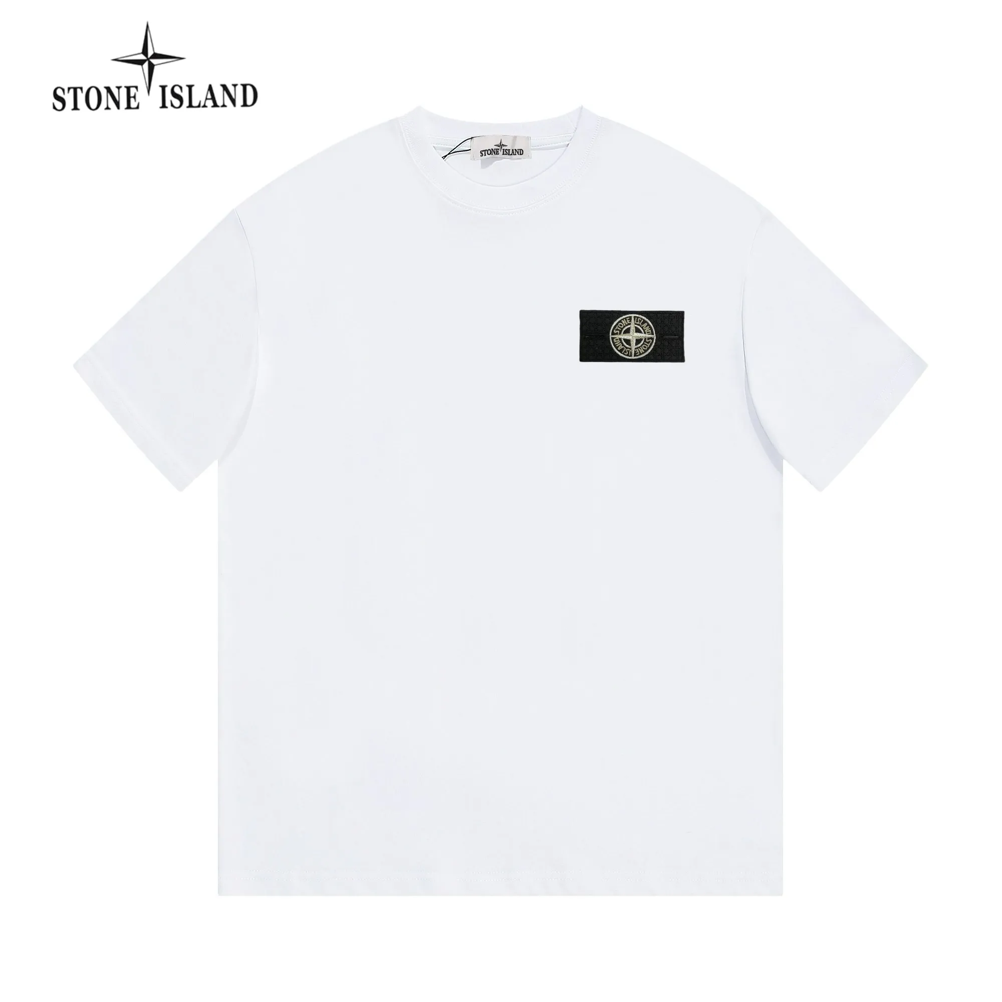 P150 STONE ISLAND Stone Island solid color logo, available at the counter, original order, fashionable and casual round neck short-sleeved T-shirt, the upper body is very unique! Eye-catching and bright, imported original fabric, 🪡 craft letter pattern decorated logo, simple yet fashionable, classic atmosphere, comfortable and breathable, handsome and stylish upper body, 2️⃣ recommended colors, size: S-2XL